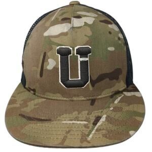 UPTOP Trucker Hat Green OSFM Camo Mesh Back Snapback Structured Flat Brim Hat